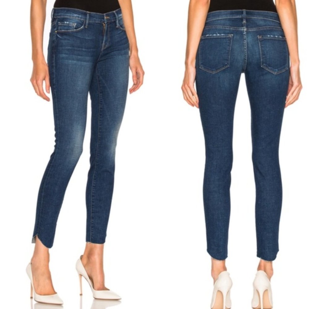 FRAME Le Skinny De Jeanne Tulip Hem Raw Jeans In York MSRP $239